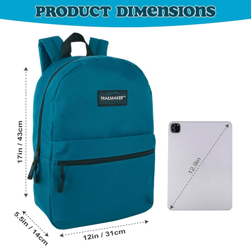 Trailmaker Classic 17 inch Backpacks with Adjustable Padded Straps | School Backpacks for Girls, Boys (Blue) - Image 4